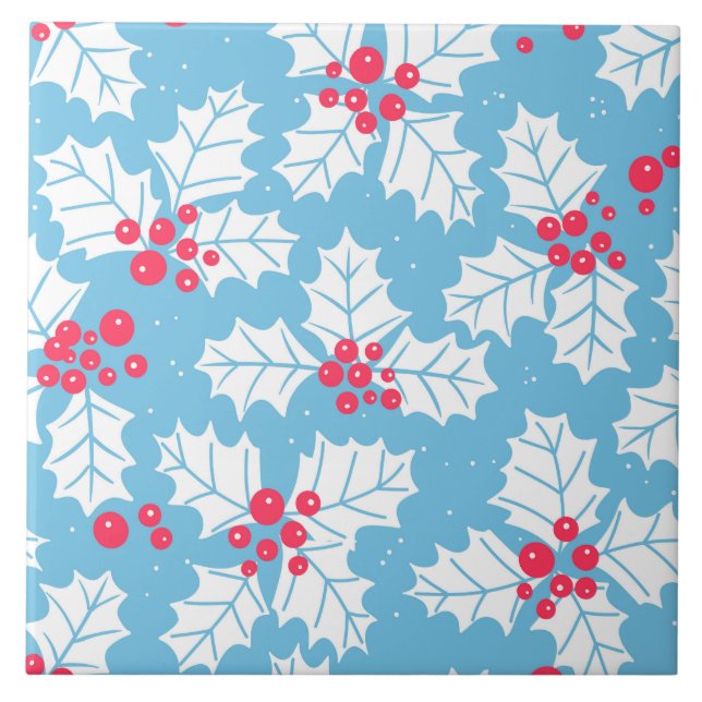 Holly berry on blue tile (Front)