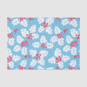 Holly berry on blue tissue paper