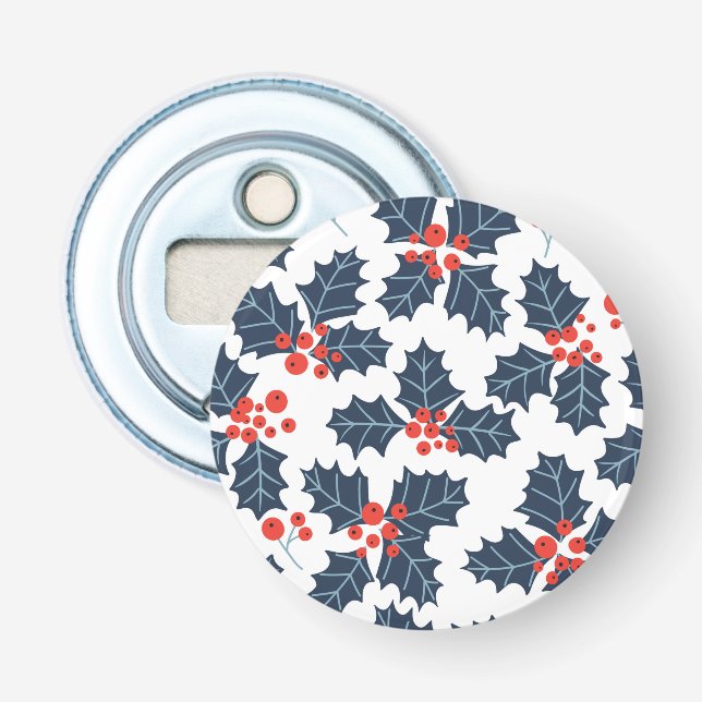 Holly berry on white bottle opener (Front)