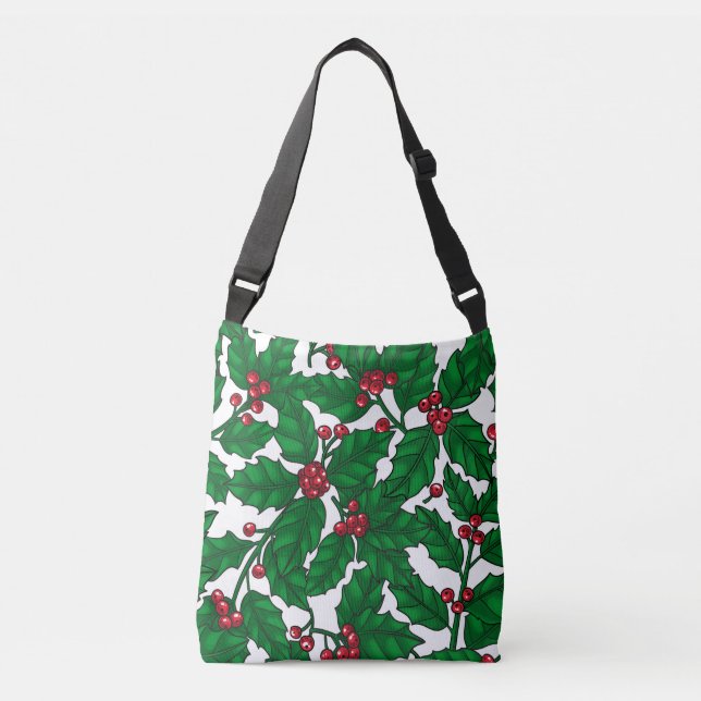 Holly berry on white crossbody bag (Front)