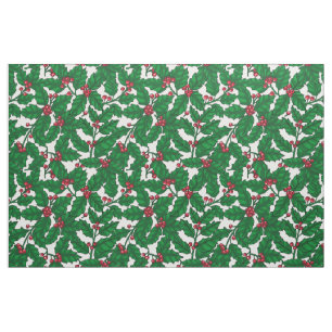 Holly berry on white fabric