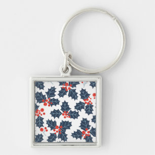 Holly berry on white keychain