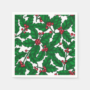 Holly berry on white napkin