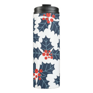 Holly berry on white thermal tumbler