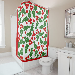Holly berry pattern and red border Christmas