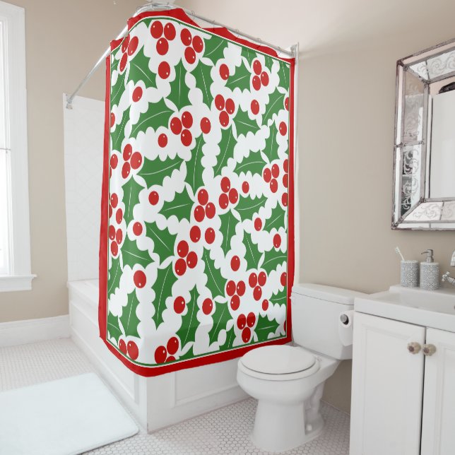 Holly berry pattern and red border Christmas (In Situ)