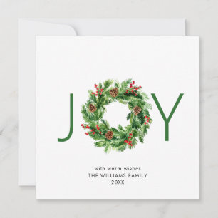 Holly Berry Pine Cones Christmas Wreath Holiday Card