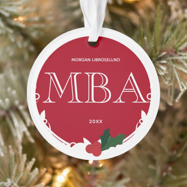 Holly Berry Red Nom blanc Année MBA Graduation (Arbre)