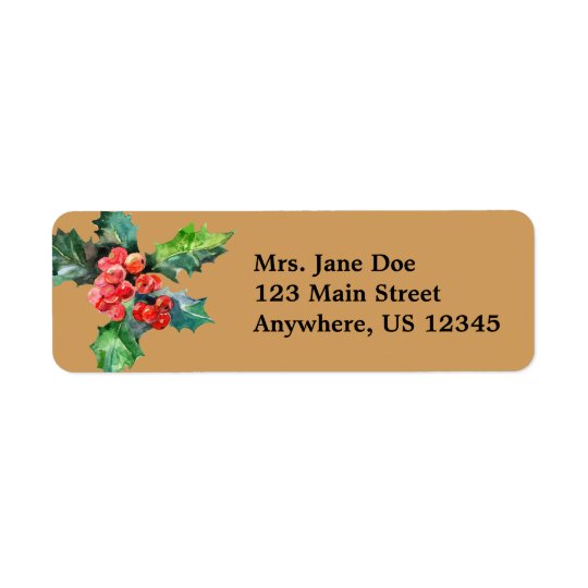 Holly Berry Return Address Labels for Christmas