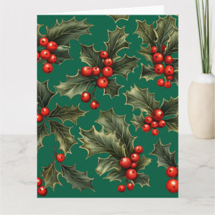 Holly & Berry Sprigs Christmas Card