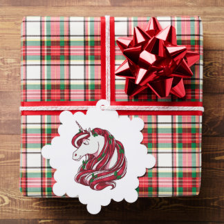 Holly Berry Unicorn Ornament Card