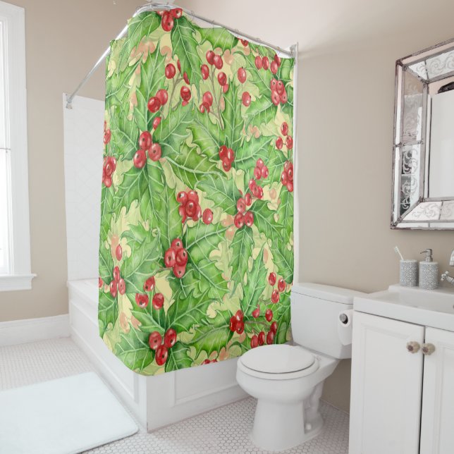 Holly berry watercolor Christmas pattern (In Situ)