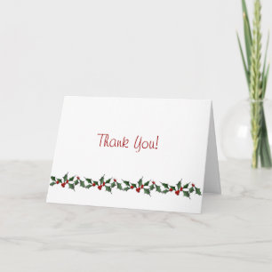Holly Border Thank You Card