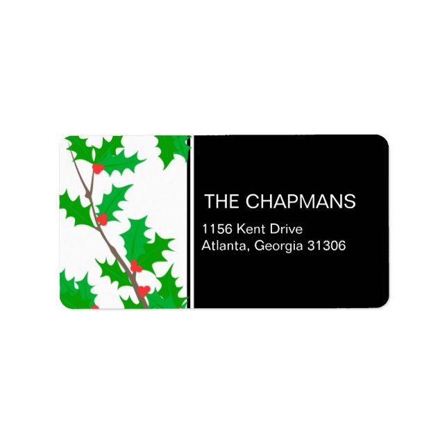 Holly Branch holiday address label (Front)