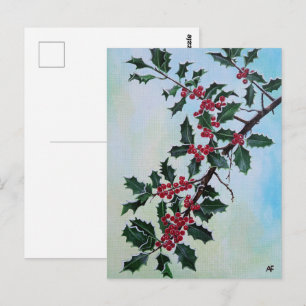 Holly Branch in Winter's Snow by Alfred Fox Postcard
