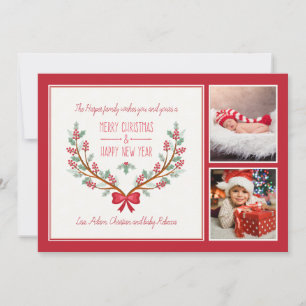 Holly Branches 2 Photo Holiday Card