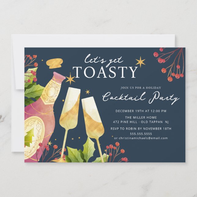  Holly & Bubbles Cocktail Party Invitation (Front)