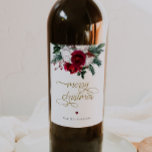 HOLLY Burgundy Gold Floral Merry Christmas Wine Label<br><div class="desc">This Christmas wine label features burgundy florals and holiday pine with an elegant golden calligraphy font. This Merry Christmas tag is perfect for holiday gifting! Add to your favourite packages to friends,  neighbours,  and loved ones.</div>