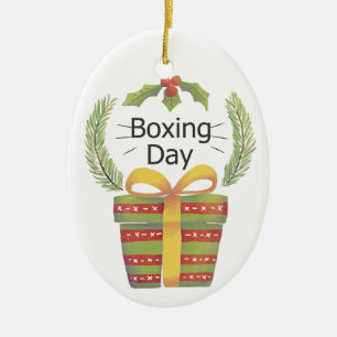 holly christmas boxing day ceramic ornament
