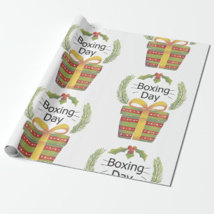 holly christmas boxing day wrapping paper