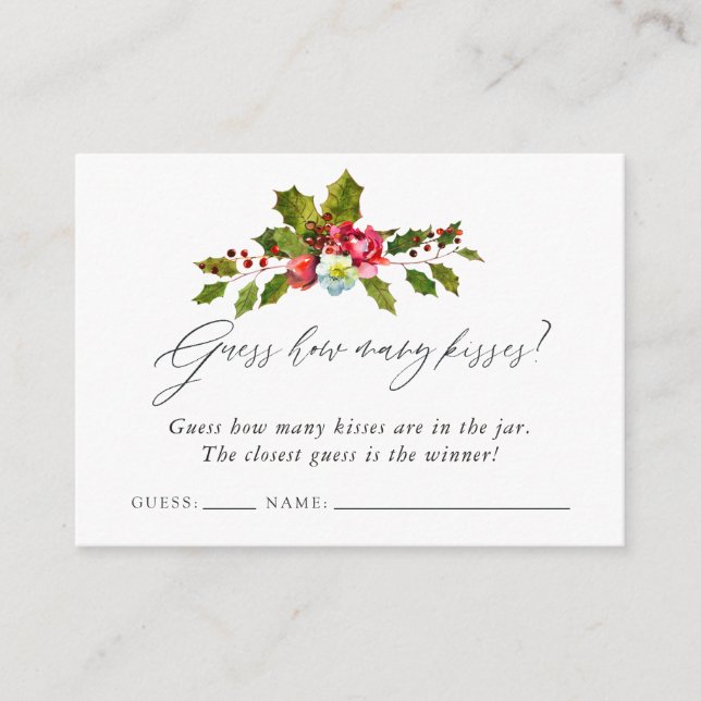 Holly Christmas Bridal Shower Game Enclosure Card (Front)