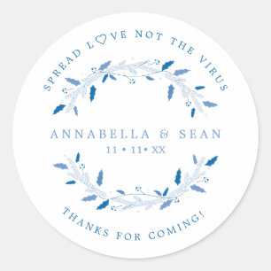 Holly Christmas Custom Wreath Wedding Sanitizer Classic Round Sticker