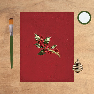 Holly Christmas Embellishment Scrapbook Paper