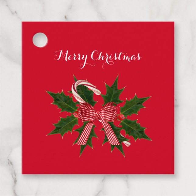 Holly Christmas Gift Favour Tags (Front)