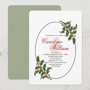 Holly Christmas Holiday Branch Berry Invitation