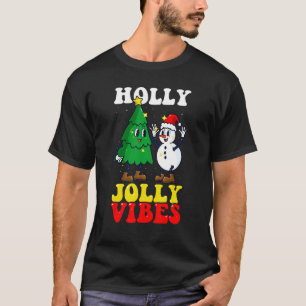 Holly Christmas Jolly Retro Hippie Xmas Groovy Vib T-Shirt