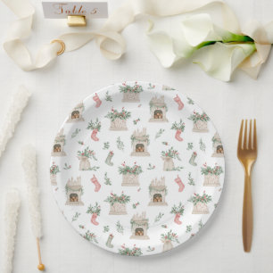 Holly Christmas Pattern Paper Plate