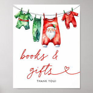 Holly Christmas Santa Baby Shower Books & Gifts Poster
