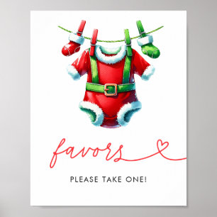 Holly Christmas Santa Baby Shower Favour Sign