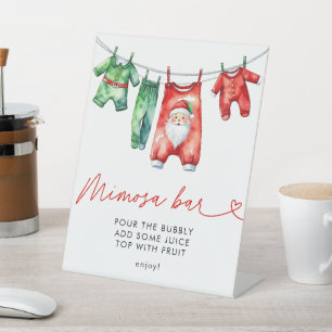  Holly Christmas Santa Baby Shower Mimosa Bar Pedestal Sign