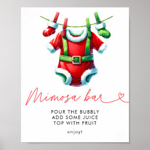 Holly Christmas Santa Baby Shower Mimosa Bar Poster