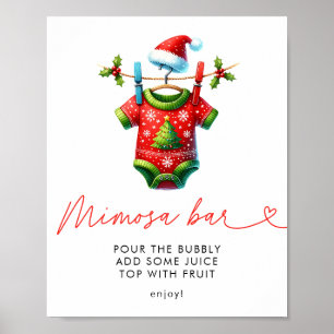 Holly Christmas Santa Baby Shower Mimosa Bar Poster