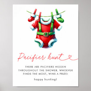 Holly Christmas Santa Baby Shower Pacifier Hunt Poster