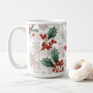 Holly Christmas Snow Watercolor Coffee Mug