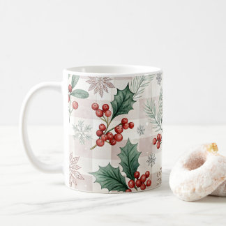 Holly Christmas Snow Watercolor Coffee Mug