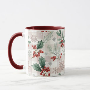 Holly Christmas Snow Watercolor Mug