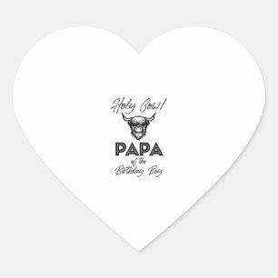 Holly Cow Papa Of The Birthday Boy Highland Cow 1s Heart Sticker