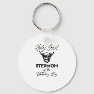 Holly Cow Stepmom Of The Birthday Boy Highland Cow Keychain