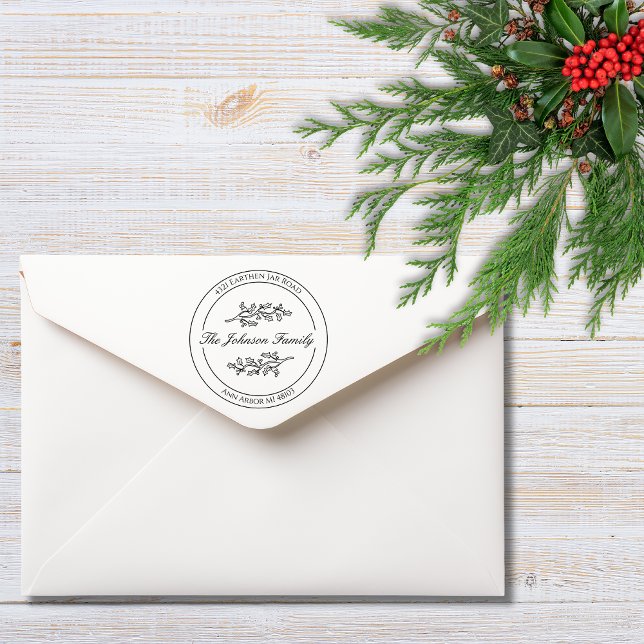Holly Create Your Own Stamp Round Return Address (Creator Uploaded)