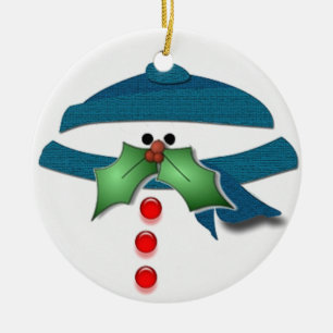 Holly-day Moustache Ceramic Ornament