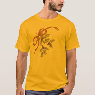 Holly-Day Sketch Holly Berries and Leaves T-Shirt
