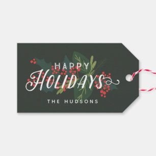 Holly Days   Happy Holidays Custom To From Gift Tags
