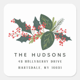 Holly Days Holiday Return Address Label