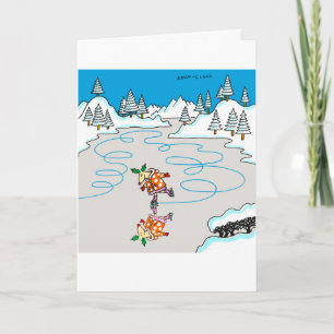 Holly Deer skating Xmas card