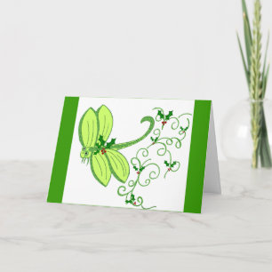 Holly dragonfly Christmas Card