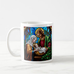 Holly family crystal stained glass image  coffee mug